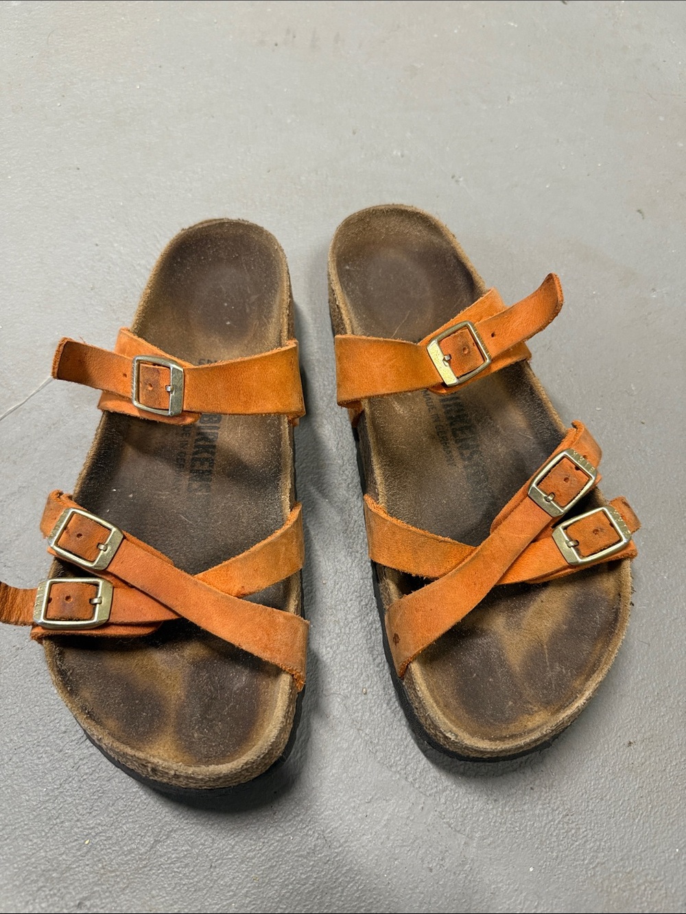 Birkenstock Franca Burnt Orange Suede Triple-Strap Sandals